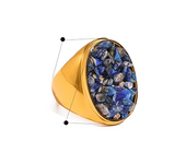 Anillo de acero inoxidable para mujer, accesorios de joyería de piedra Ins ajustables, anillos de citas estéticos con diamantes de imitación para mujer , accesorio de joyería chapado en oro de lapislázuli de imitación, anillos de boda