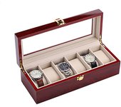 Wooden 2/3/5/6/10/12 Slots Watch Box Organizer Piano With Red Paint  Jewelry Storage Case Men Glass Top Watches Display Boxes