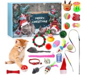 Calendario de Adviento para gatos 2024, calendario de cuenta regresiva de 24 días para juguetes navideños para gatos para gatitos y ratas, palos de plumas y bolas para gatos, perfecto para juegos interactivos, regalos de Navidad para amantes de los gatos