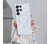 Lanyard Crossbody Necklace Magnetic Charging Case For Samsung S24 Ultra S23 S22 S21 Plus S20 Matte For Magsafe Shockproof Cover