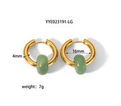 Encanto Pendientes Huggie de acero inoxidable chapado en oro de 18k para mujer, joyería de estilo bohemio, Perla de agua dulce, piedra Natural