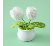 1pc Multicolore Handmade Woven Flower Potted Artificial Knitted Crochet Tulip Plant Ornaments DIY Material Home Desktop Decor