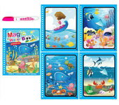 Children Early Education Toys Magical Book with Pen Water Drawing  Toys Gift Reusable Coloring Book Magic Drawing Book