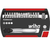 Wiha Juego de bits XLSelector Standard de 25 mm en surtido de 18 unid. con carraca para bits, con forma C 6,3 (1/4") (36951)