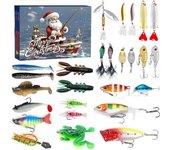 Calendario de Adviento de Pesca 2024, 24 días de señuelos de pesca, kit de aparejos de cebo, calendario de Adviento, cuenta regresiva navideña para amantes de la pesca, regalos de fiesta de Navidad
