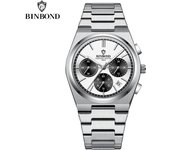 BINBOND Top Brand Luxury Watches for Man Quartz Sports Men Watch Waterproof Luminous Stainless Steel Chronograph Men Clock