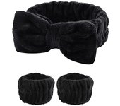 Bow Headband Wristband Set Towel Elastic Soft Washing Face Shower Make Up Yoga Sports Skincare Headband For Women Girls