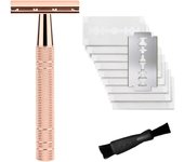 Double Edge Safety Razor for Women, with 10 pcs Safety Razor Blades Single Blade Razor Reusable Travel Essentials Women Razor