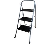 Tradineur - Escalera metálica plegable de 3 peldaños - Fabricado en Hierro - Soporta hasta un peso de 150 kg - Antideslizante - 88 x 40 x 64 cm