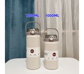 1L/1.2L Thermo Bottle Stainless Steel Large Capacity Vacuum Flask With Straw Tumbler Cold Hot Drinks Thermos Cup Gym Drinkware