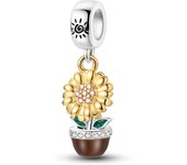 Hot Sale Fit Original Bracelet 925 Silver Sunflowers Tulip Charms Pendants Beads For Women Jewelry Making Gift