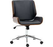 Vinsetto Silla de Escritorio Giratoria Silla de Oficina de PU con Altura Ajustable Función de Inclinación y Ruedas para Salón Dormitorio Estudio Carga 120 kg 51x65,5x82-92 cm Negro
