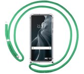 Tumundosmartphone Funda Colgante Transparente para Xiaomi Mi 11 5G con Cordon Verde Agua