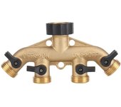 Divisor de manguera de jardín de 4 vías, conector divisor de grifo de latón de 3/4", conector de manguera, divisor de boquilla, conectores de grifo para riego de jardín