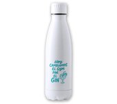MERCHANDMANIA Bidón 700 ml acero inoxidable frase graciosa hoy cambiamos el gyn por el gin tapon seguridad botella