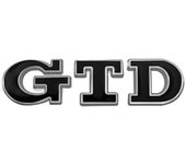 AUTOZOCO Emblema Adhesivo metálico GTD, Insignia GTD Apto para Parte Trasera Autoadhesiva, Compatible con VW Golf 7, 6, 5, 4, Pegatina GTD MK2, MK4, MK5, MK6, MK7, Metal, Negro Borde Plata