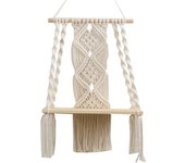 Estante de aparentemente with funda Bohemia, soporte de parece de Madera trenzada, Bohemio macramé, estantes colgantes de aparentemente