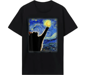 Van Gogh Starry Night Cat T-shirt Hip Hop Street Clothing New Fashion Casual Top T-shirt Classic Fit Cat Lover Collar 51314