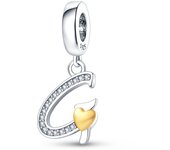 Fit Pandora 925 Original Bracelets 925 Silver Color 26 Gold Heart Zircon Letter Charms Beads DIY Creative Birthday Jewelry Gifts