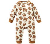 Rompe Para Bebé Recién Nacido Con Estampados De Oso Largo Mangas Para Primavera Ropa Infantil Casual Para Niño De 0 a 18 Més