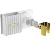 Cable Winder Ahorro de Espacio Estante Blanco Secador de pelo title 360 ° giratorio de la pared del estante de la Organización autoadhesiva organizador de baño