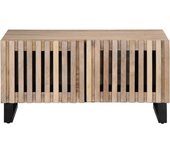 vidaXL Mesa de centro de madera maciza de mango rugosa 80x51x40 cm Marrón claro, Marrón, Blanco Mesita de Salón o Comedor o Auxiliar Mesa de Café Meuble Salón