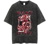 Anime Baki Washed Tshirt Harajuku Summer 100% Cotton Short Sleeve Oversize Tees Vintage Streetwear Baki Hanma Print T-Shirt