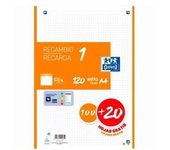 Oxford Recambio 100H + 20H Gratis 4 Taladros A4 90Gr 5X5 1 Banda Naranja