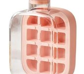 Botella para cubitos de hielo, 2 en 1, sin contacto, con tapa y recipiente, fácil de abrir, vertical, para congelador, uso en casa o en la oficina, viajes al aire libre (800 ml, blanco)