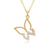 Nuevo Maple inoxidable Corazón Geométrico Mariposa Collar de Las Señoritas Chapado en oro