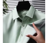 Basic Men's Black Shirt Long Sleeve Non Ironing Wrinkle Ice Silk Casual Soft Camisas Business Dress Mens Designer Clothes 5XL