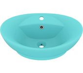 vidaXL Lavabo Lujoso con Rebosadero Cerámica  58,5x39 cm Tocador Color matte white,  matte light blue,  matte dark blue y mas