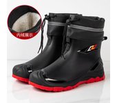 Rain Boots for Men， New Fashion Non-slip Rain Boots with Drawstrings That Can Be Worn in All Seasons and Waterproof Rubber Shoes