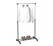 Home Solazzia - Perchero de Pie con Ruedas, Acero Inoxidable, 80x43x 90 a 160 cm, Perchero de Ropa Burro, Estructura Metalica Extensible, Organizador de Perchas y Ropa