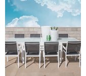 Mesa de comedor extensible Thais de aluminio y cristal templado 90x90 cm Lola Home