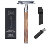 Men Safety Shaving Razor Bamboo Handle Double Edge Comb Head Classic Manual Razor Shaver Classic Mens Shaving With 5Pcs Blade
