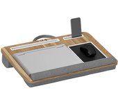 HOMCOM Soporte para Ordenador Portátil con Cojín Soporte Portátil con Ranura para Tableta Almohadilla para Mouse Reposamuñecas Mesa para Cama para Hogar Oficina Roble