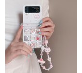 For Samsung Galaxy Z Flip 6 5 4 3 Nine Grid Cat Phone Case For Samsung Flip 6 Phone Strap Phone Lanyard Shockproof Hard Cover