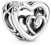 PANDORA Charm Plata Ley Corazones Infinitos Entrelazados Grabado M M y You Forever