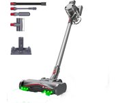 Aspiradora inalámbrica succión 35kPa Maircle S3 Pro, con estación de carga 2 en 1, 70 minutos de autonomía, , luz LED verde, motor sin escobillas de 210AW, para suelos duros, alfombras y pelo de mascotas, color gris