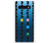Funda compatible con Samsung Galaxy S10 Plus - Patron Comecocos Negros Clear