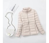 Plus Size Light Down Jacket Women Inner Cloth Autumn Winter Slim Short Stand Collar Warm White Duck Down Coat Women Outerwear