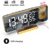 Reloj Digital LED para mesa, despertador electrónico de escritorio, Radio FM, proyector de tiempo, función de repetición, alarma