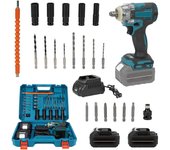 llave de impacto eléctrica sin escobillas, destornillador inalámbrico de 1/2 pulgadas, herramientas eléctricas para batería Makita de 18V, 1200n. M, Con enchufe UE para 2 pilas