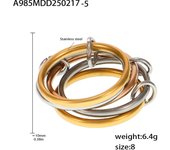 Encanto Anillos de acero inoxidable apilados con eslabones multicolores para mujer, chapados en oro de 18k, sin decoloración, estilo Rock Hip-hop, anillos femeninos