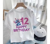 Stitch T-shirt 2025 Children Birthday Number 123456789 10 11 12 13 14 Kids Tee Top Summer Casual Clothes Boutique Boy Girl Gifts