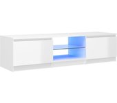 Mueble TV combinadoMueble de TV con luces LED blanco brillante 140x40x35,5 cm