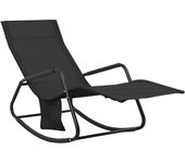 vidaXL Tumbona de acero y tela textilene Negro, Gris, Crema Sillas de Exterior Ideal para jardín, playa, piscina, terraza Tumbona Piscina Tumbonas Playa Tumbonas Jardín Exterior