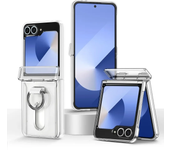 Card Holder Ring Hinge Protection Phone Case For Samsung Galaxy Z Flip 6 5 Flip6 Flip5 5G Hard PC Shockproof Protective Cover