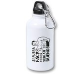 MERCHANDMANIA Bidón 400ml metálico frase motivadora si fuera fácil todos serían buenos para viaje y deporte